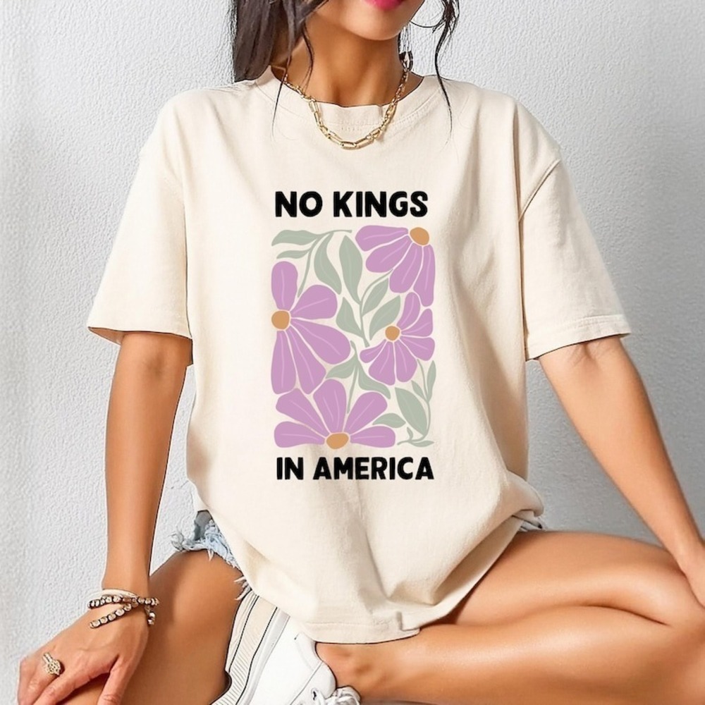 Floral No Kings In America Shirt, Rejecting Kings White Shirt